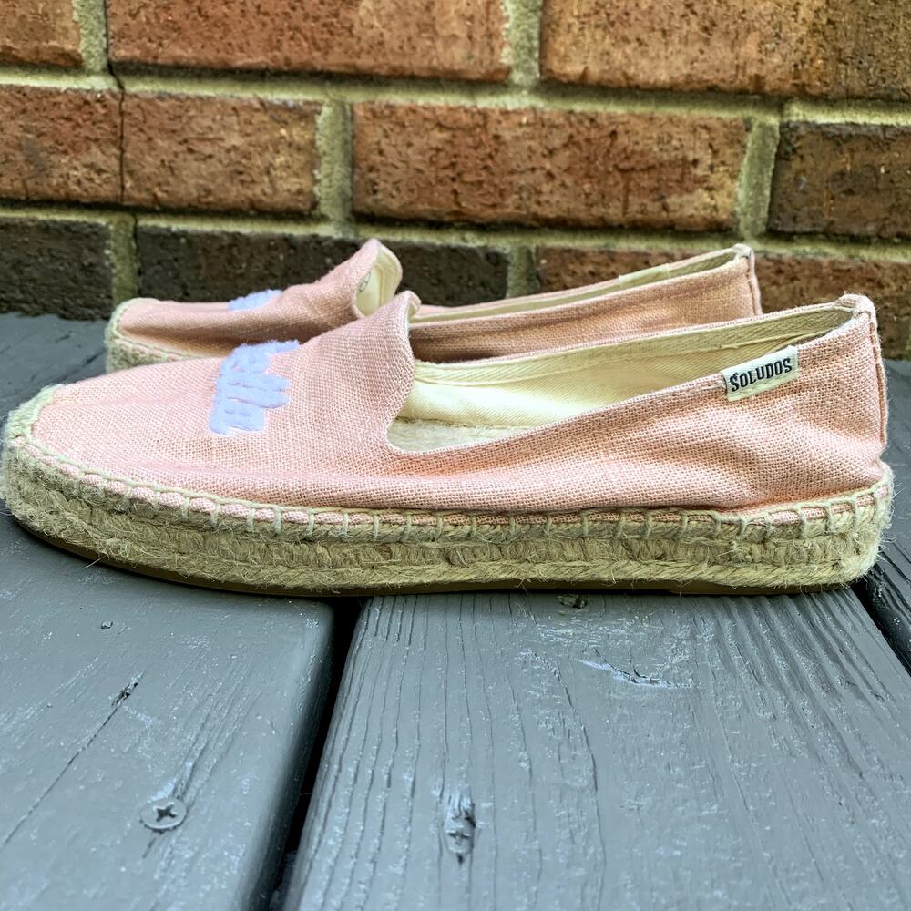 Soludos Women's Ciao Bella Smoking Slippers Slip On Shoes Pink Canvas Jute 8 - Picture 5 of 8